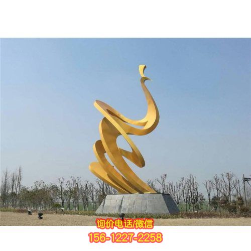 美麗的不銹鋼抽象孔雀雕塑，為廣場(chǎng)增添精彩景觀