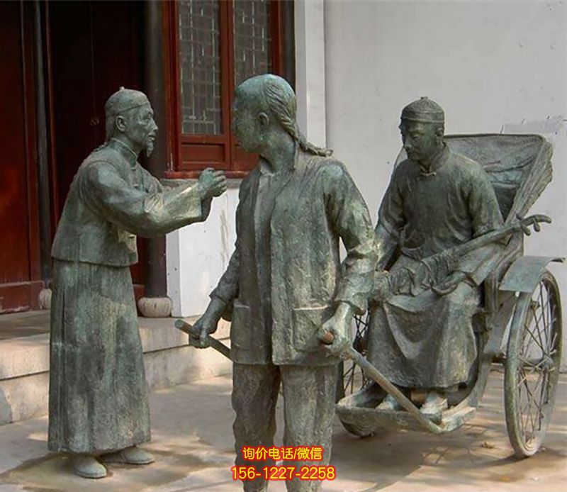 景區廣場車夫拉人仿古做舊觀景小品青銅雕塑 景區廣場車夫拉人仿古做舊觀景小品青銅雕塑
