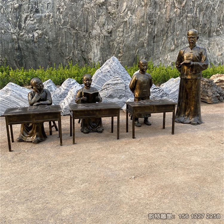古代讀書(shū)人物雕塑大全，玻璃鋼讀書(shū)小孩雕塑加工廠(chǎng)