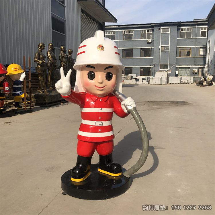 玻璃鋼消防戰士雕塑，抗震救災雕塑