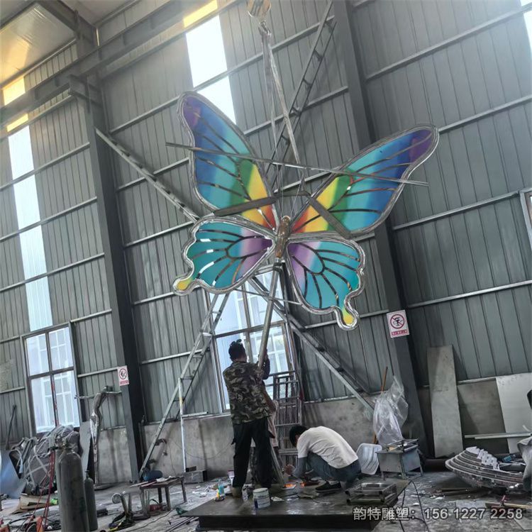 客戶定制款發光不銹鋼蝴蝶雕塑造型 美觀大氣結實耐用